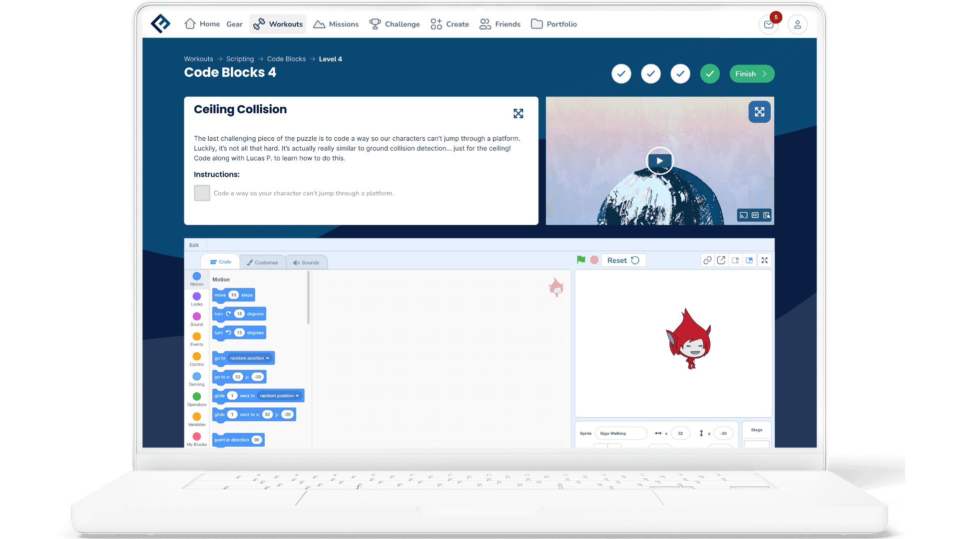 Fiero Code's UI - workout sessions